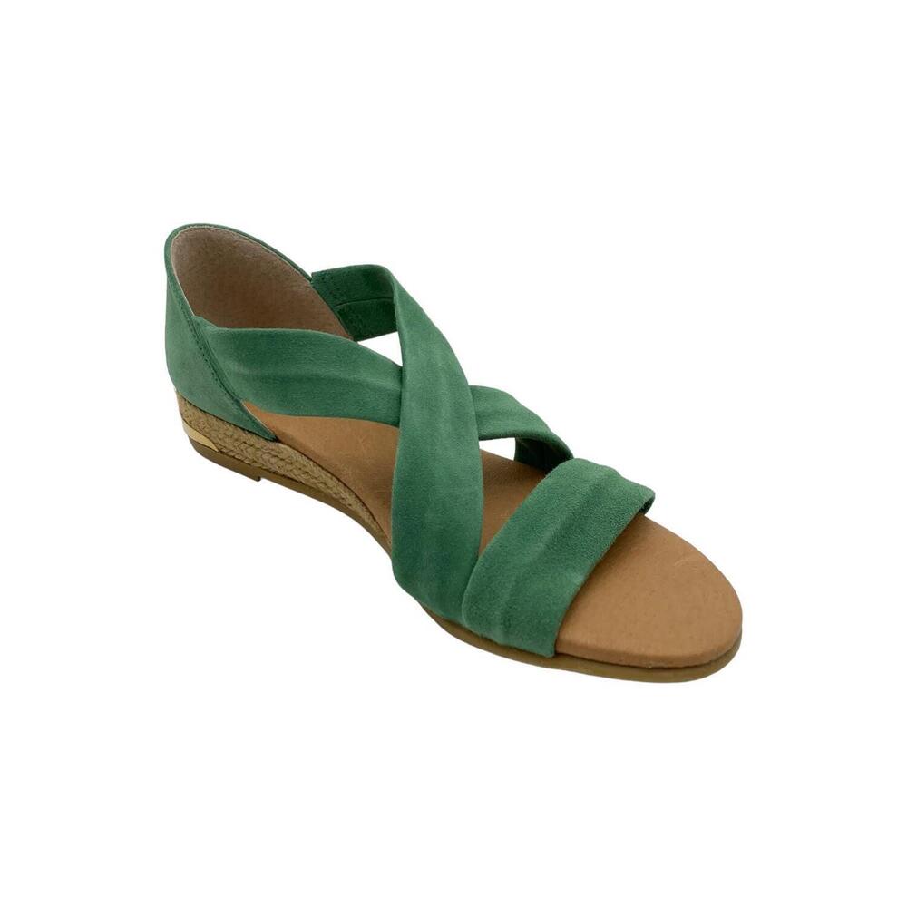 Pinaz Suede Cross-Over Strap Sandals Green - Medium